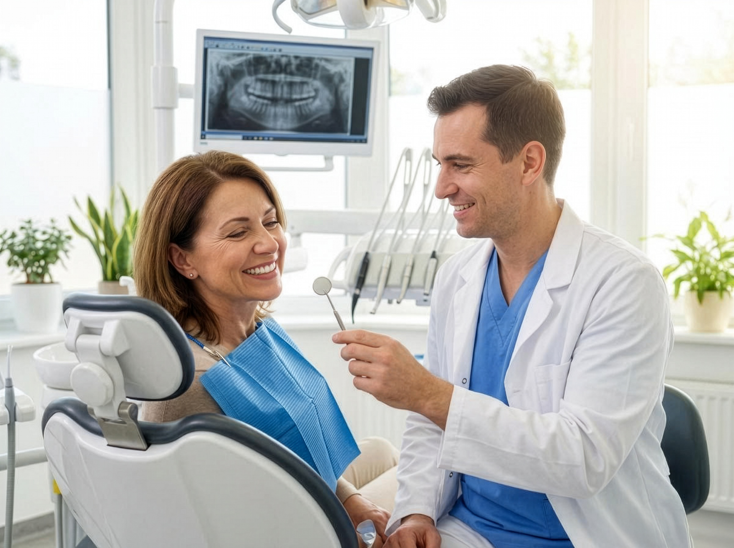 Doctor overseeing follow-up care and the transition to final teeth.